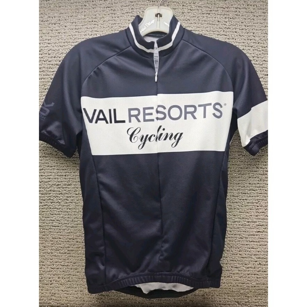 Vomax Cycling Jersey Mens XS Vail Resorts Black White 3/4‎ Zipper